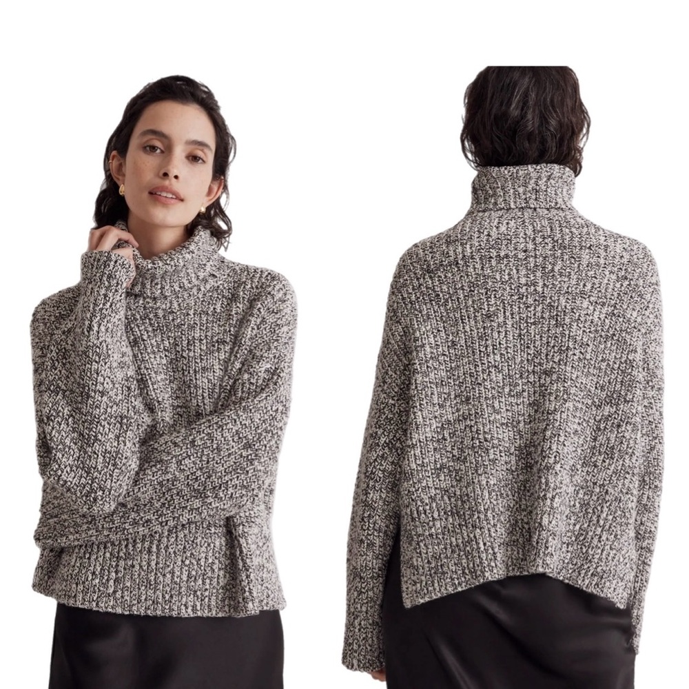 Madewell Wide Rib Turtleneck Sweater Marled Cookies and Cream Size M